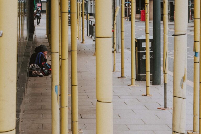 homeless person in a street in oxford